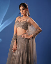 Load image into Gallery viewer, Grey Embroidered Lehenga Set
