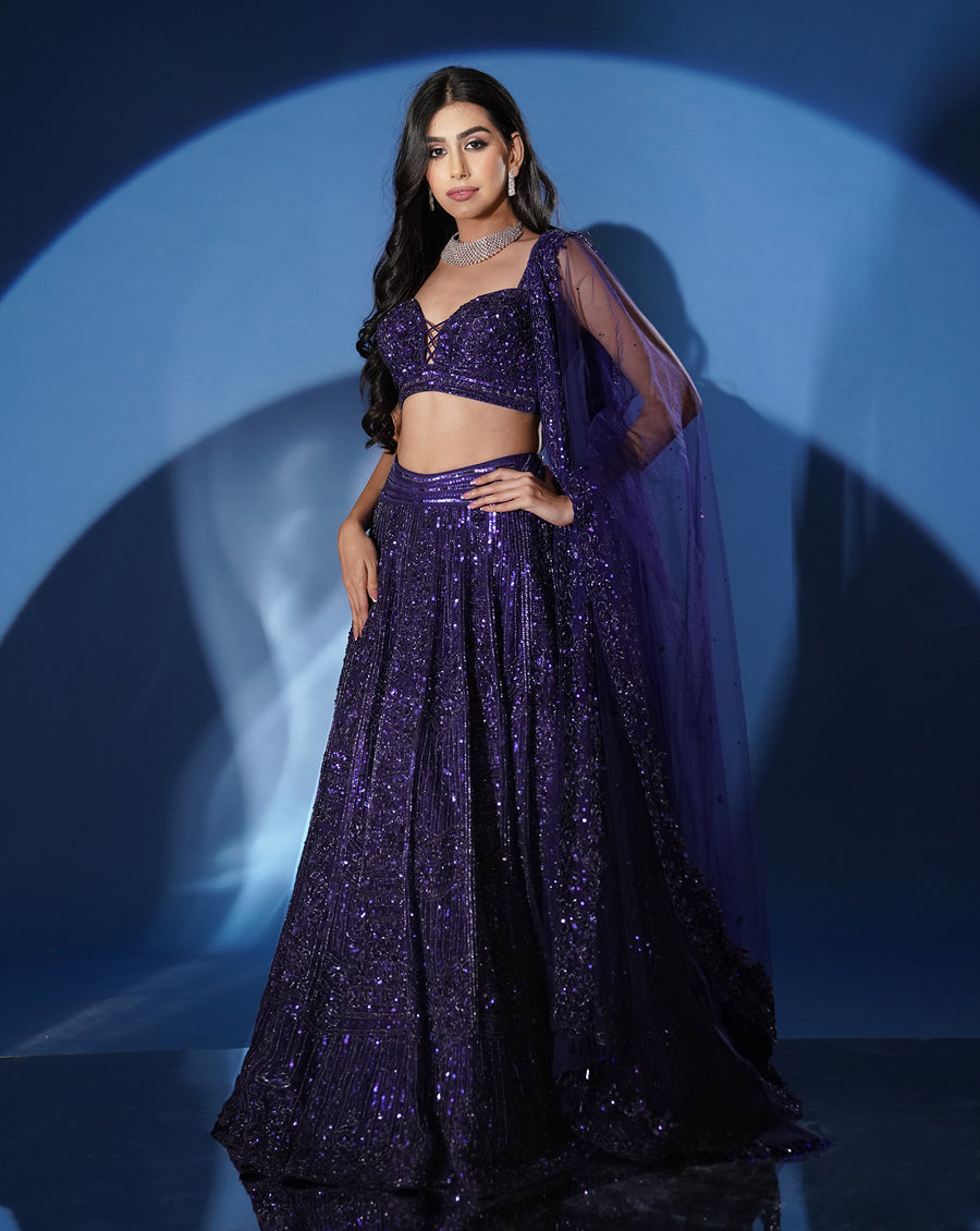 Shimmering Electric Blue Lehenga