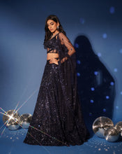 Load image into Gallery viewer, Midnight Blue Corset Lehenga

