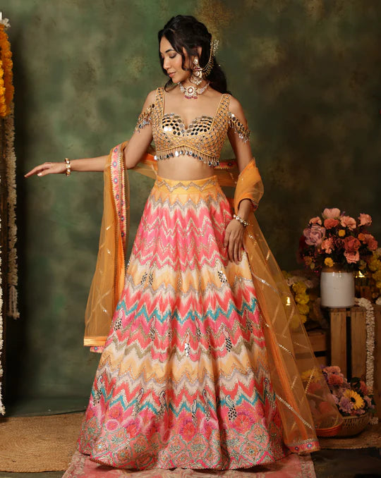 Sheesh Peacock lehenga Set