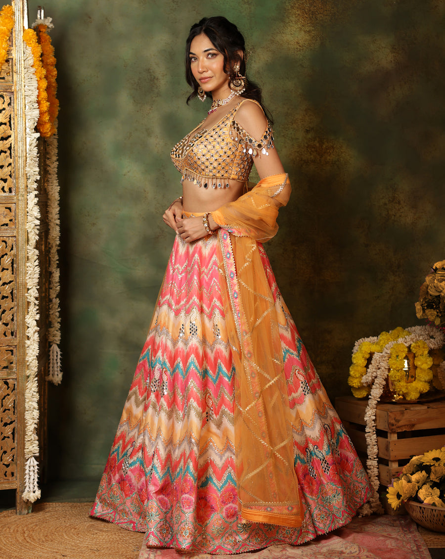 Sheesh Peacock Lehenga Set