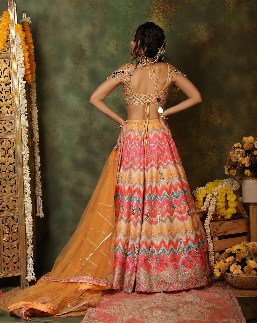 Sheesh Peacock Lehenga Set