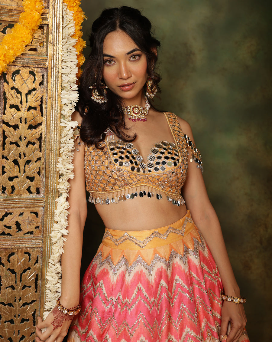 Sheesh Peacock Lehenga Set