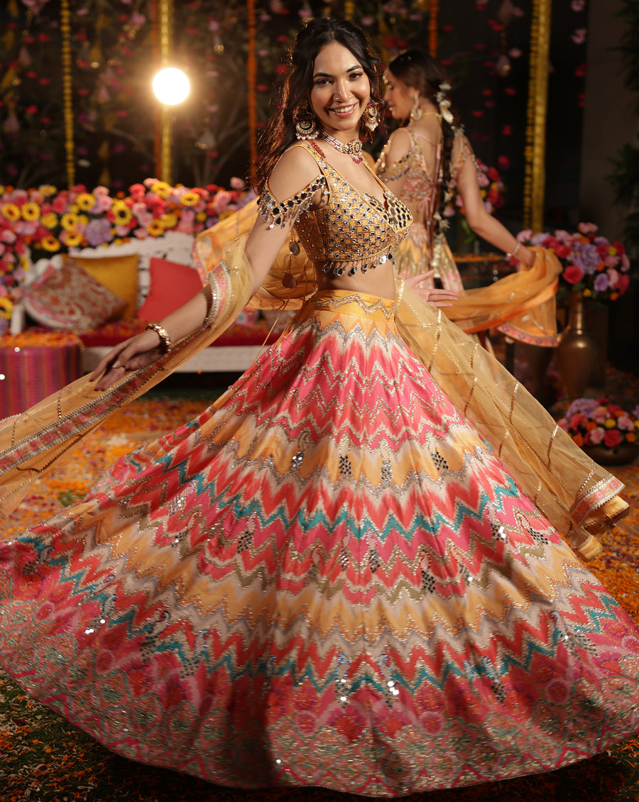 Sheesh Peacock Lehenga Set