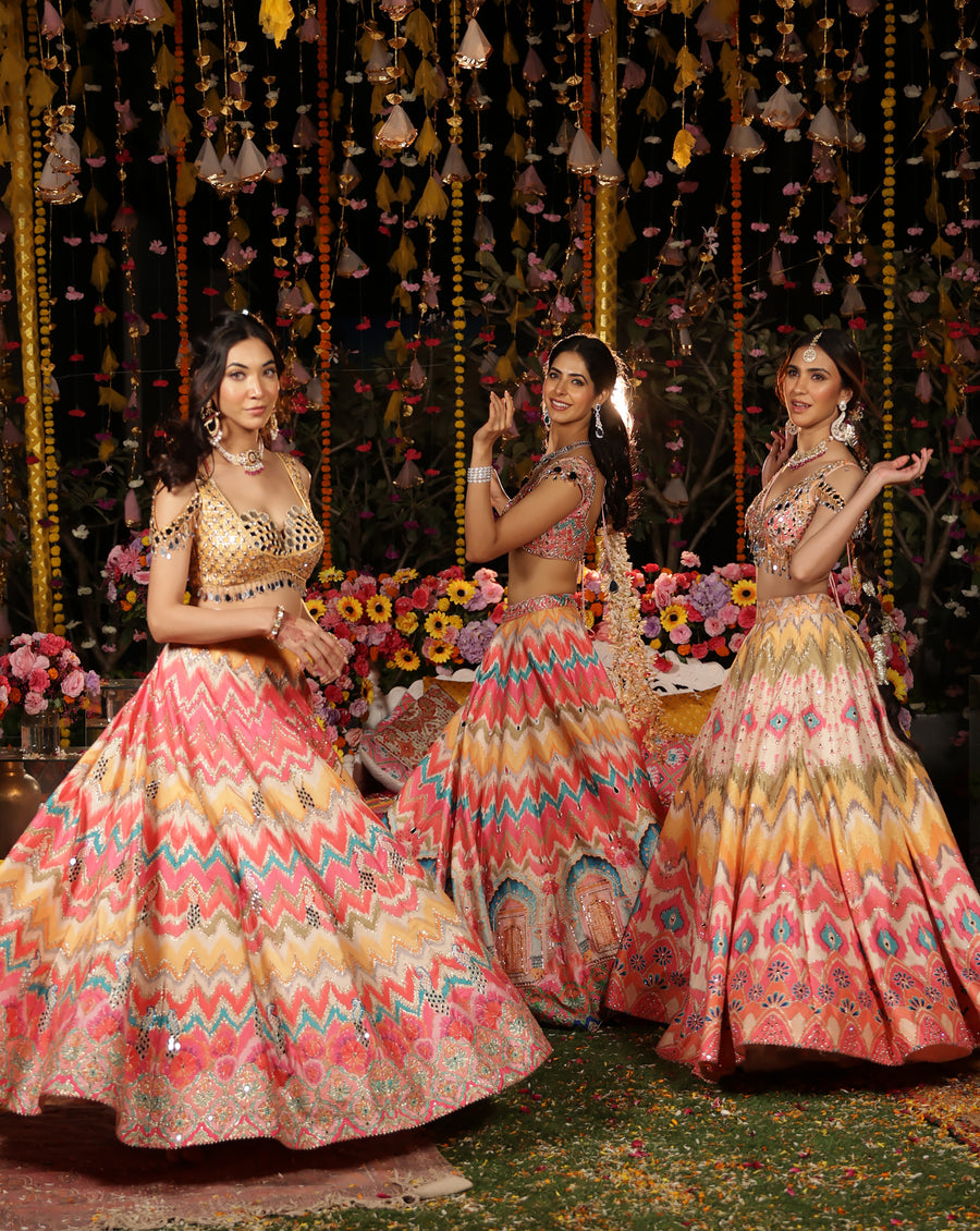 Sheesh Peacock Lehenga Set