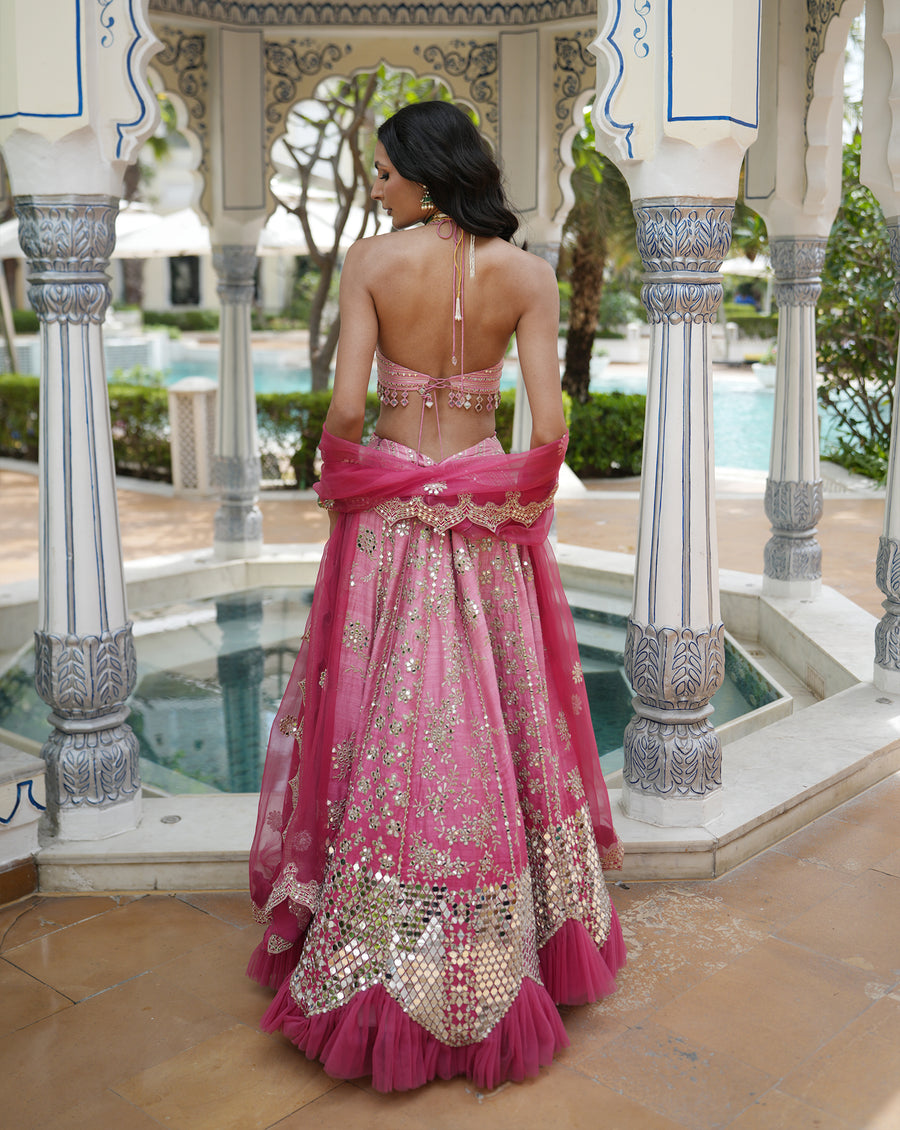 Ainna Ombre Pink Mirror Lehenga
