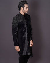 Load image into Gallery viewer, MOF Asymmetrical Black Sherwani
