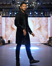 Load image into Gallery viewer, MOF Asymmetrical Black Sherwani
