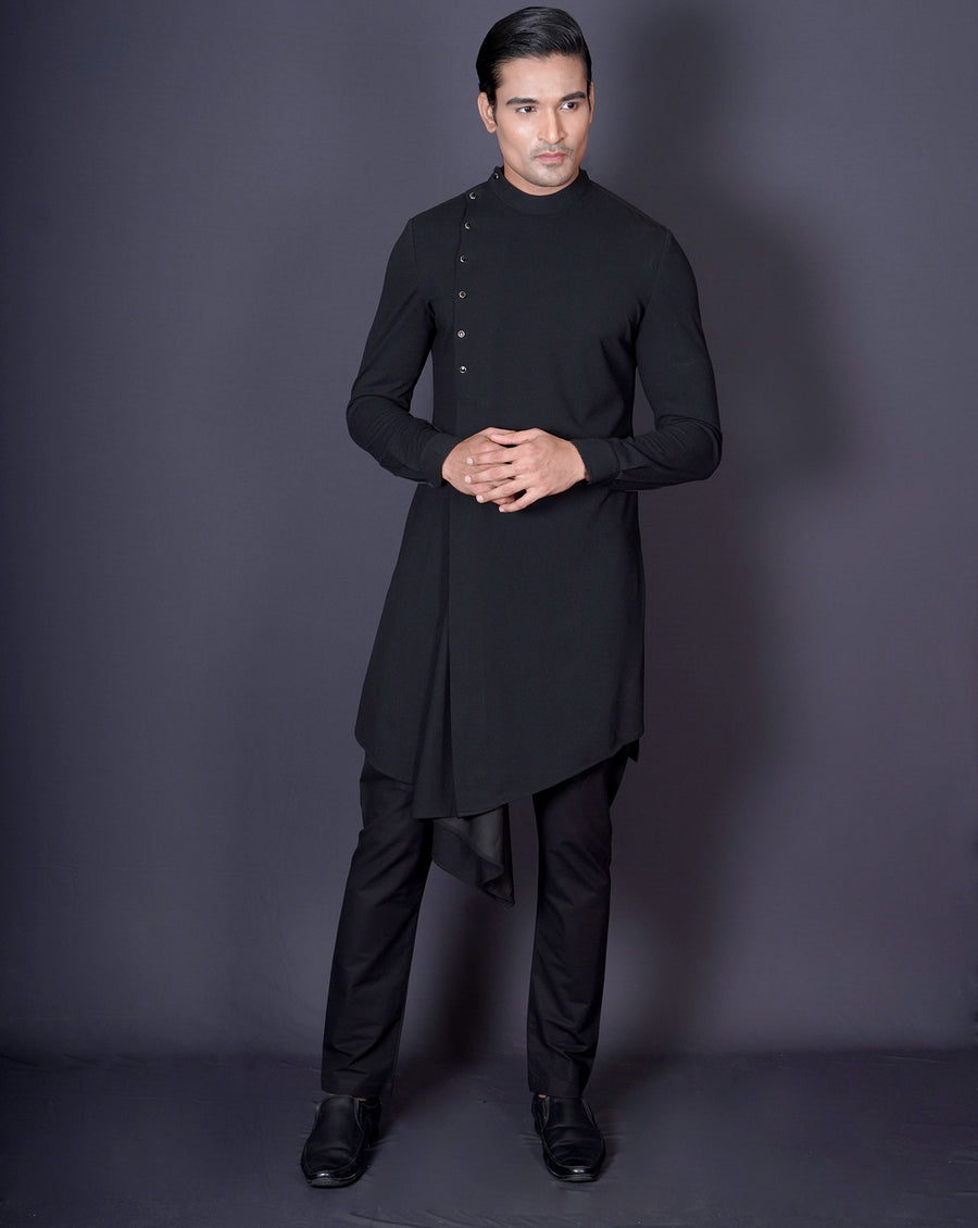 Asymmetrical Black Kurta