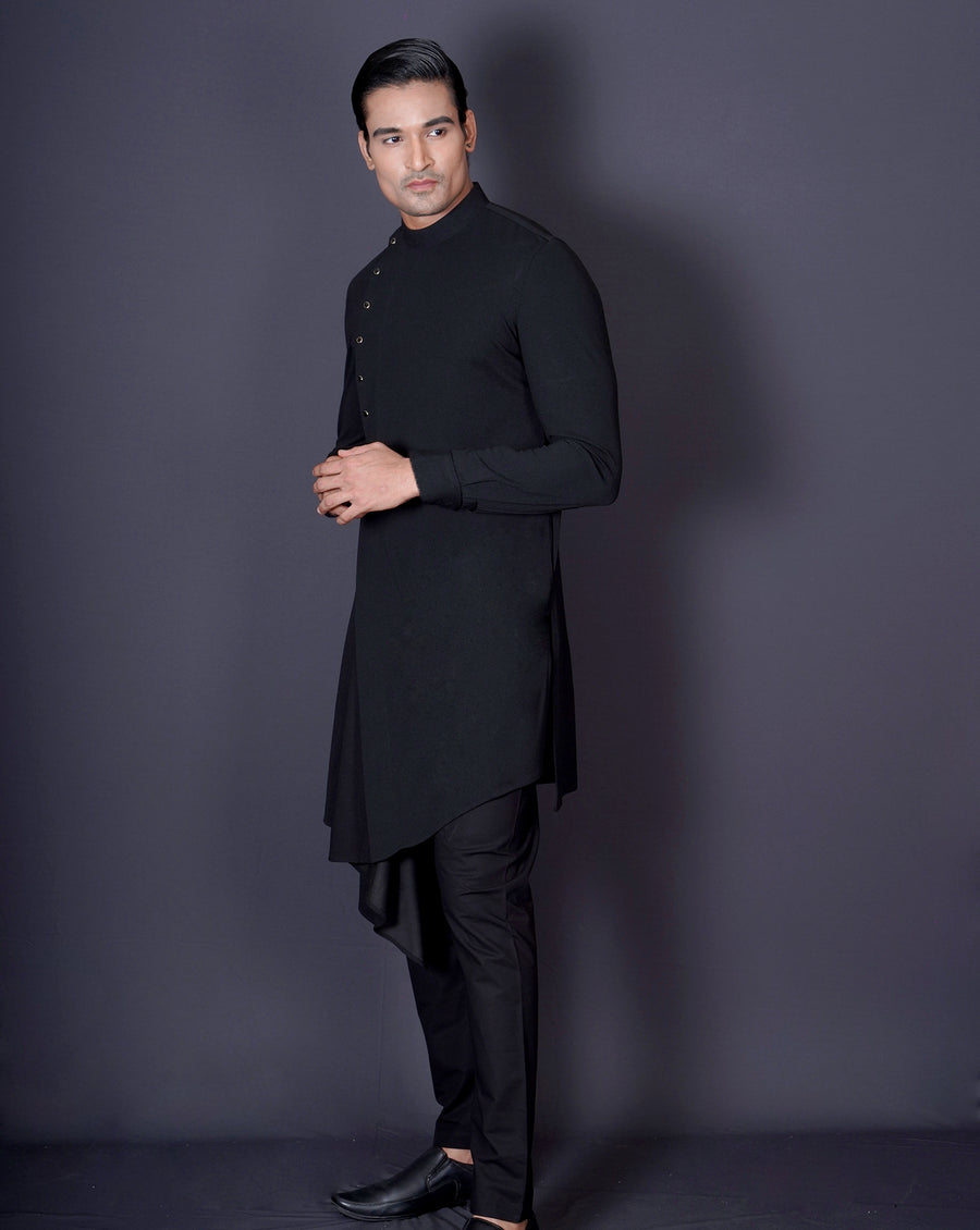 Asymmetrical Black Kurta