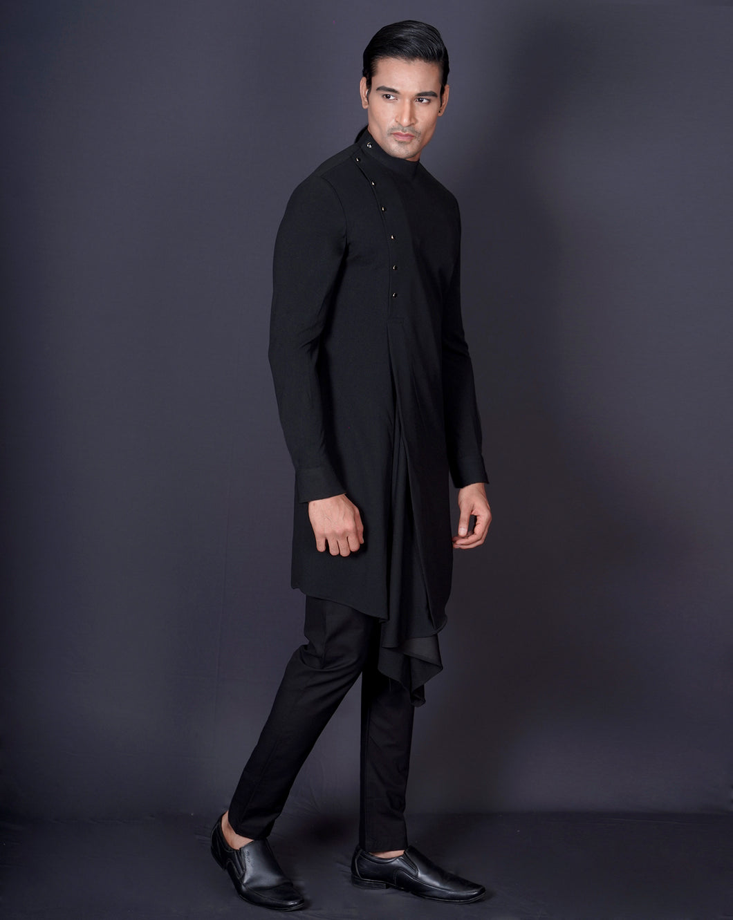 Asymmetrical Black Kurta