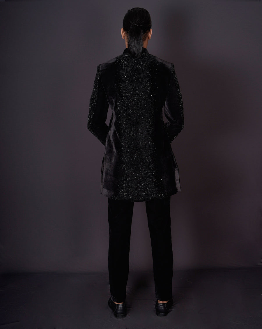 MOF Embroidered black sherwani
