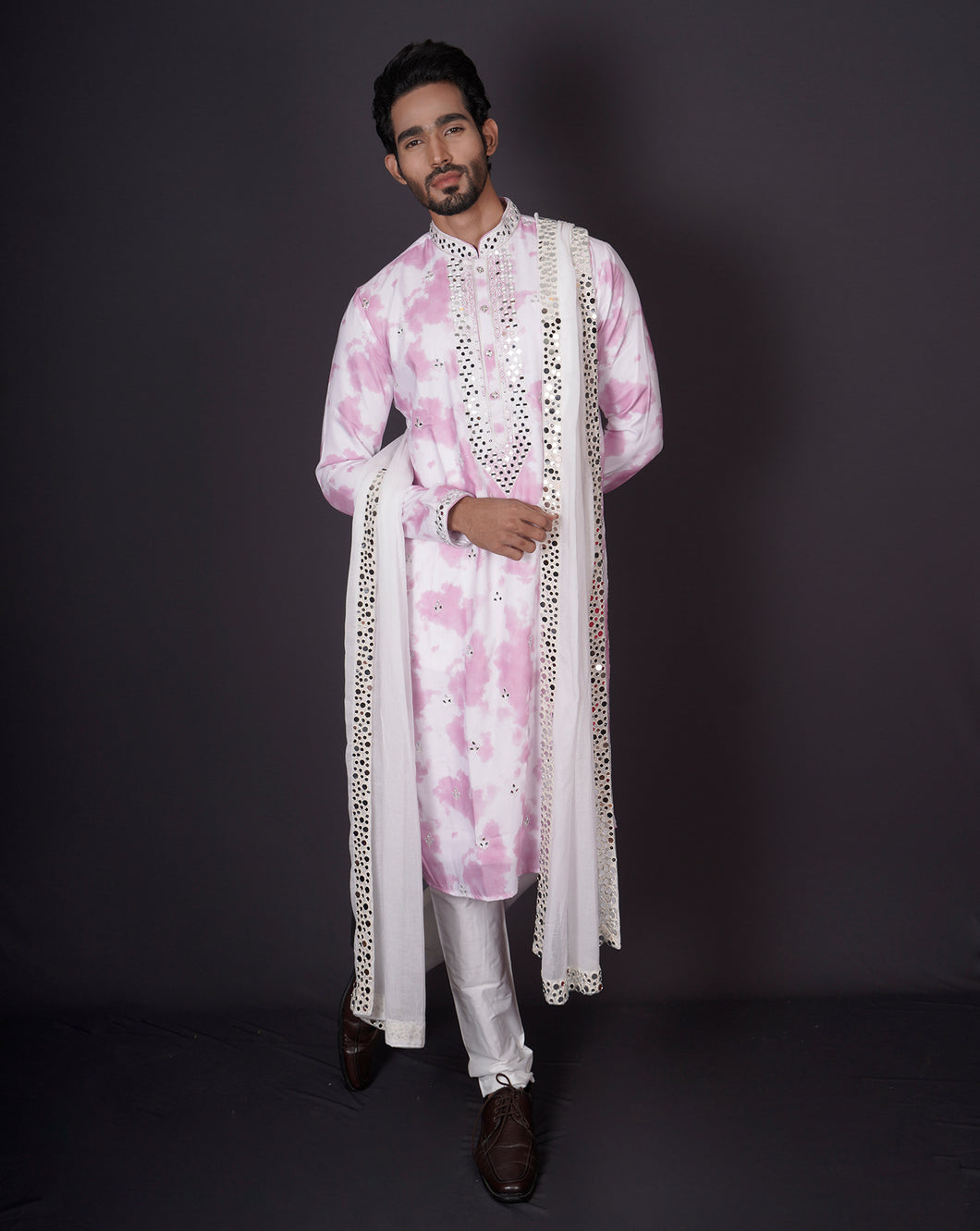 MOF Lilac tie-dye Mirror Kurta Set