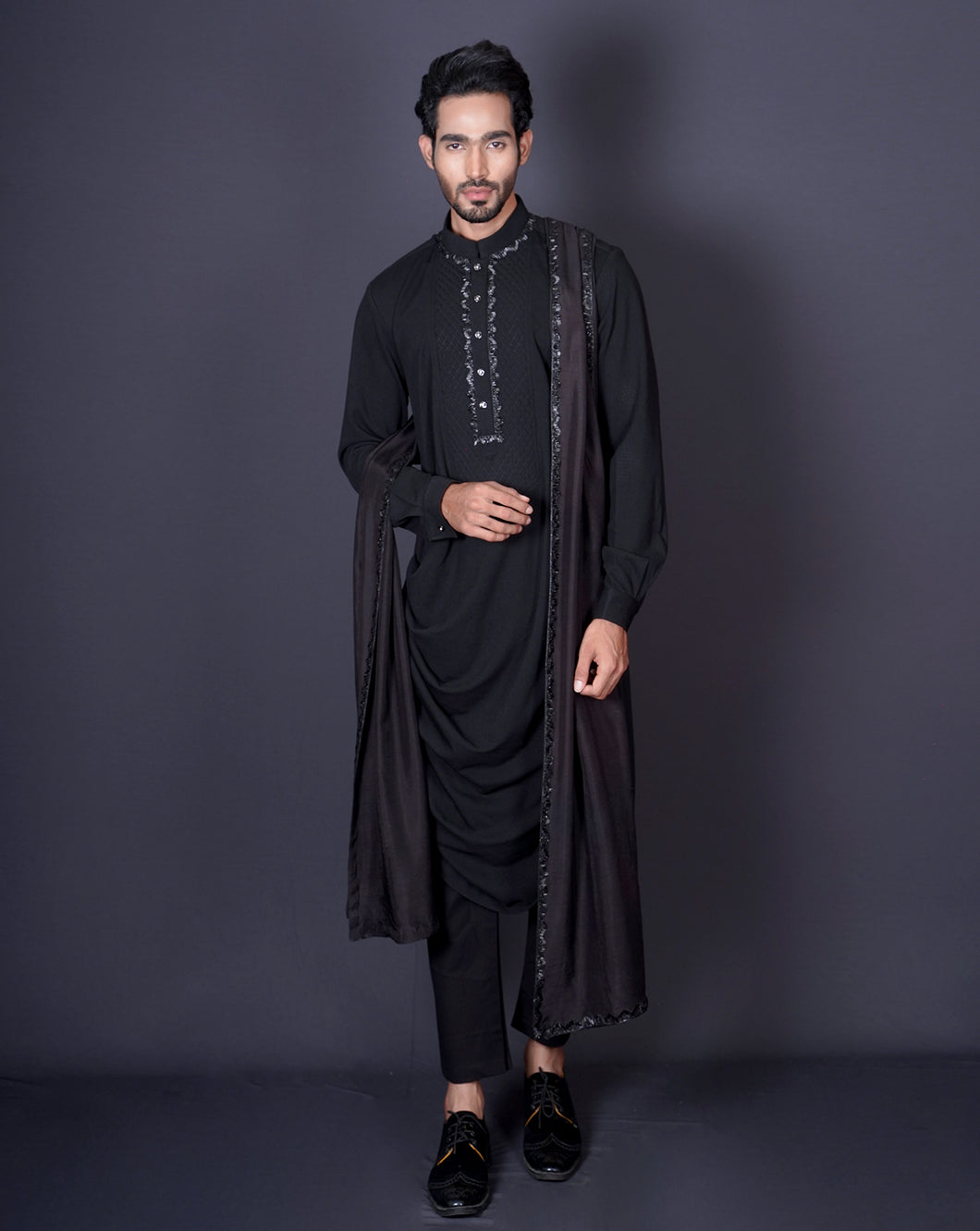 Black mirror cowl kurta