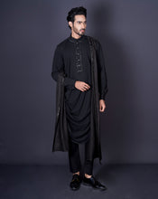 Load image into Gallery viewer, Black mirror cowl kurta
