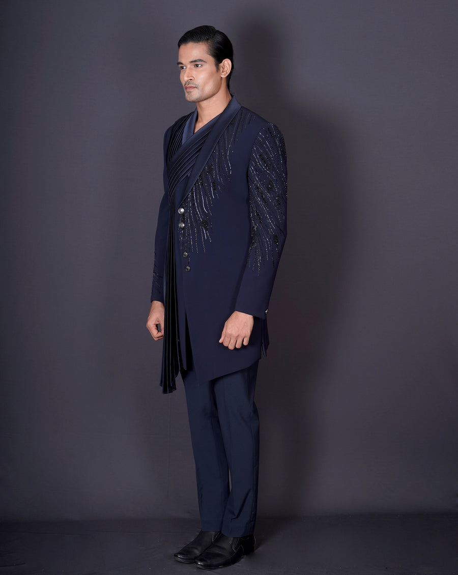 Asymmetrical Blue Bandhgala