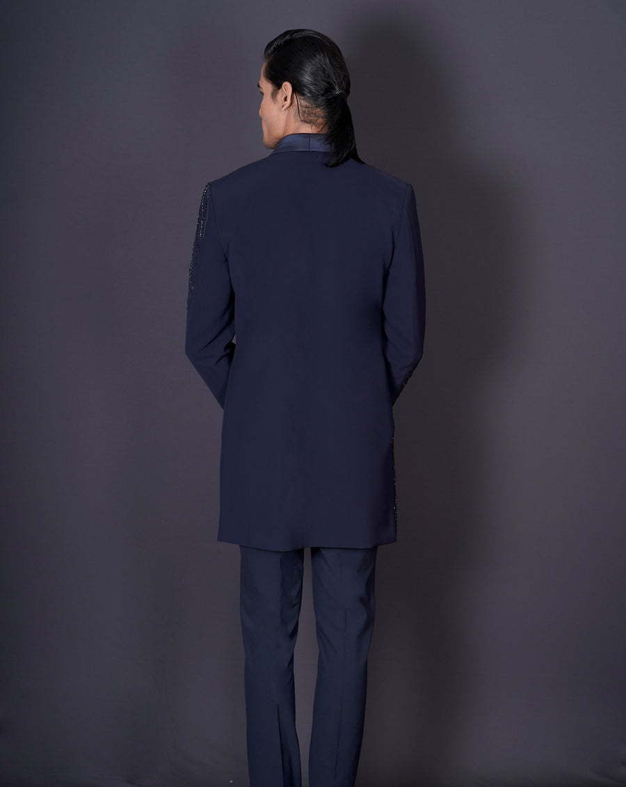 Asymmetrical Blue Bandhgala