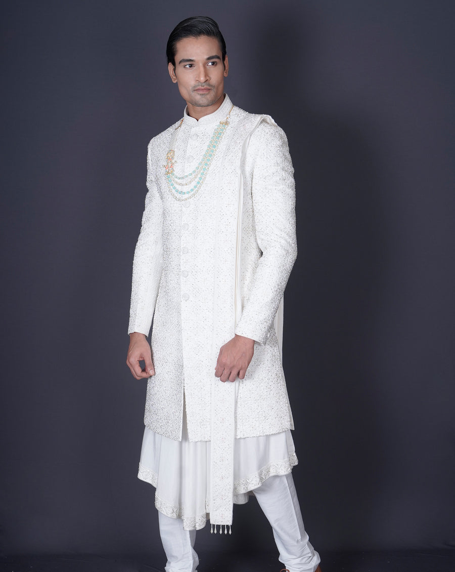 Embroidered Ivory Sherwani