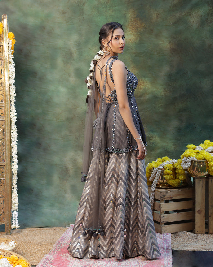 Rangmanch Grey Sharara Set