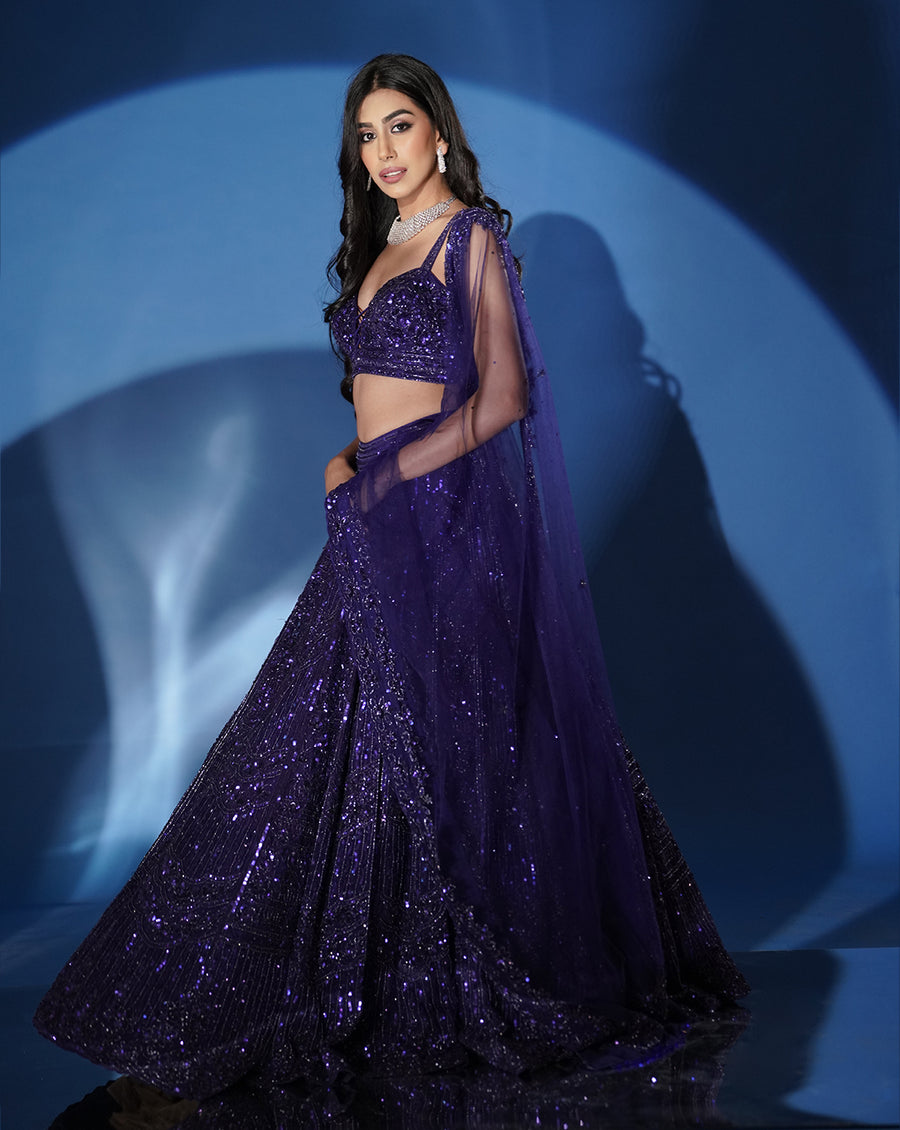 Shimmering Electric Blue Lehenga