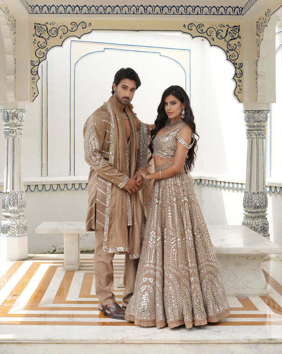Ainna Ecru Mirror Lehenga Set