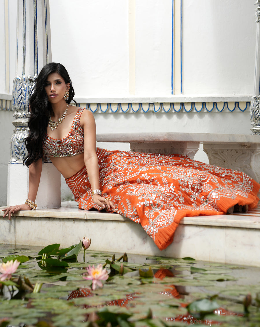 Ainna Rust Mirror Lehenga