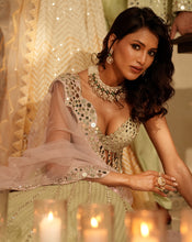 Load image into Gallery viewer, Ainna Mint Mirror Lehenga Set
