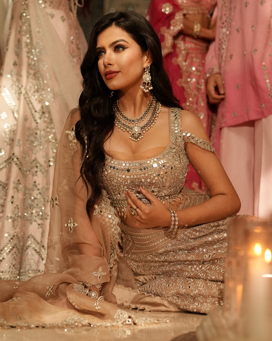 Ainna Ecru Mirror Lehenga Set
