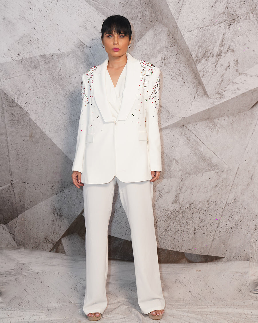 The Colourful Ivory Blazer Set