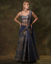 Load image into Gallery viewer, The Anant Blue Corset Lehenga
