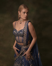 Load image into Gallery viewer, The Anant Blue Corset Lehenga
