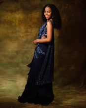 Load image into Gallery viewer, The Shimmering Blue Skirt Sari
