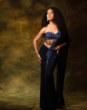 Load image into Gallery viewer, The Shimmering Blue Corset Sari
