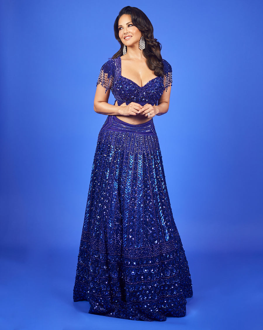 Embroidered Royal Blue Lehenga