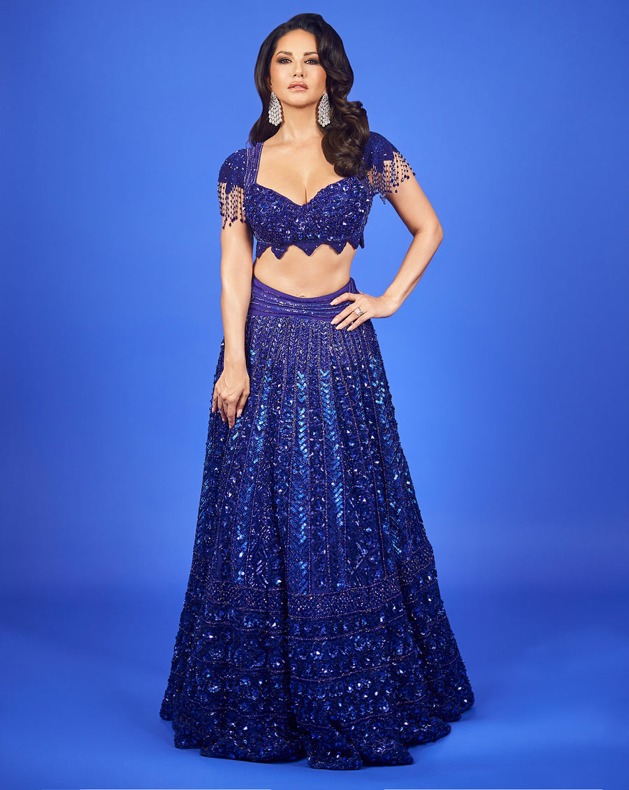 Embroidered Royal Blue Lehenga
