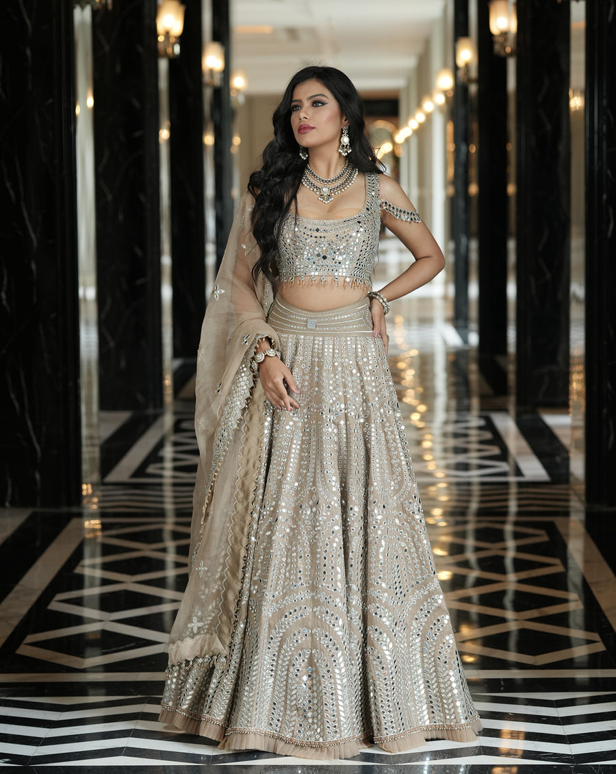 Ainna Ecru Mirror Lehenga Set