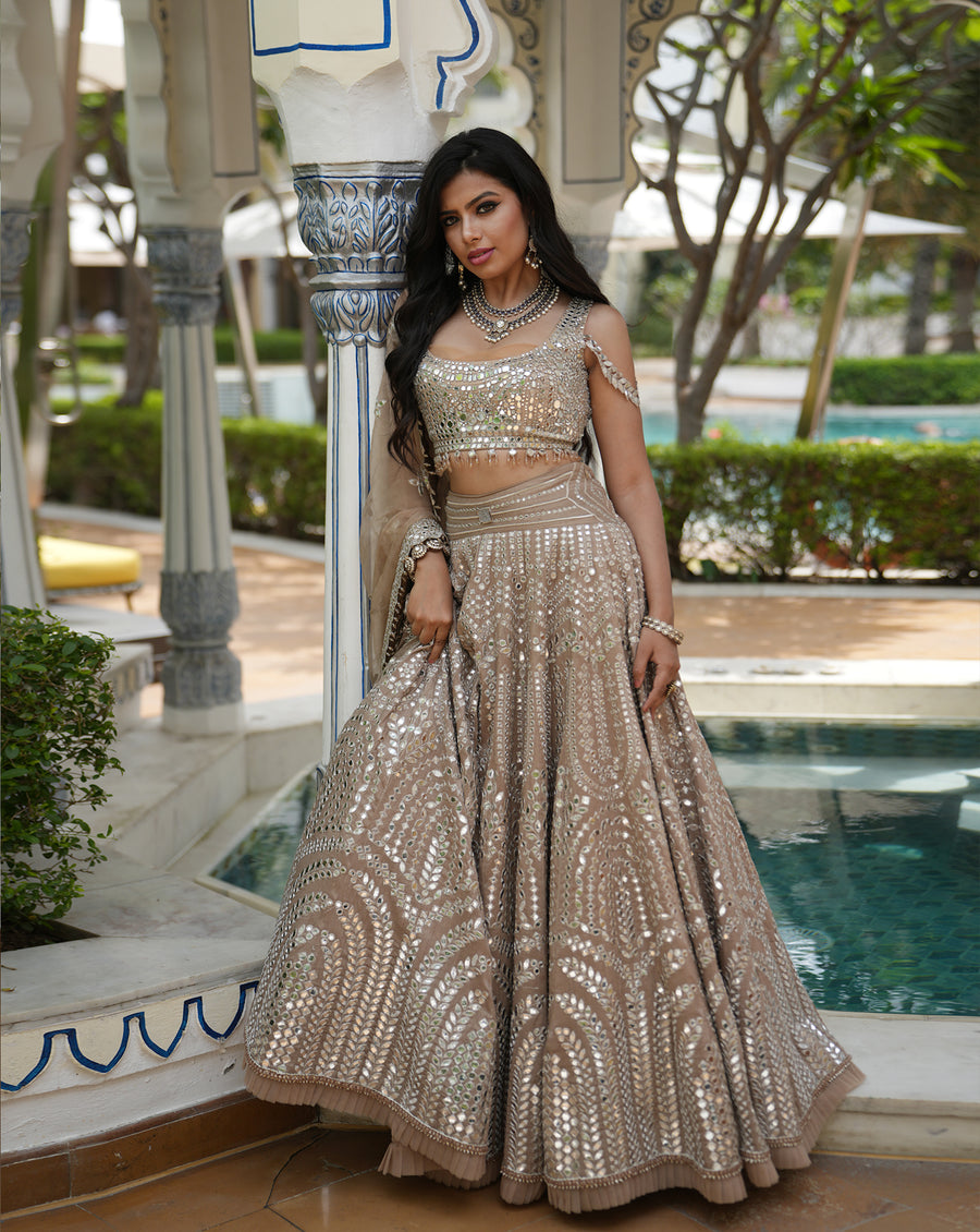 Ainna Ecru Mirror Lehenga Set