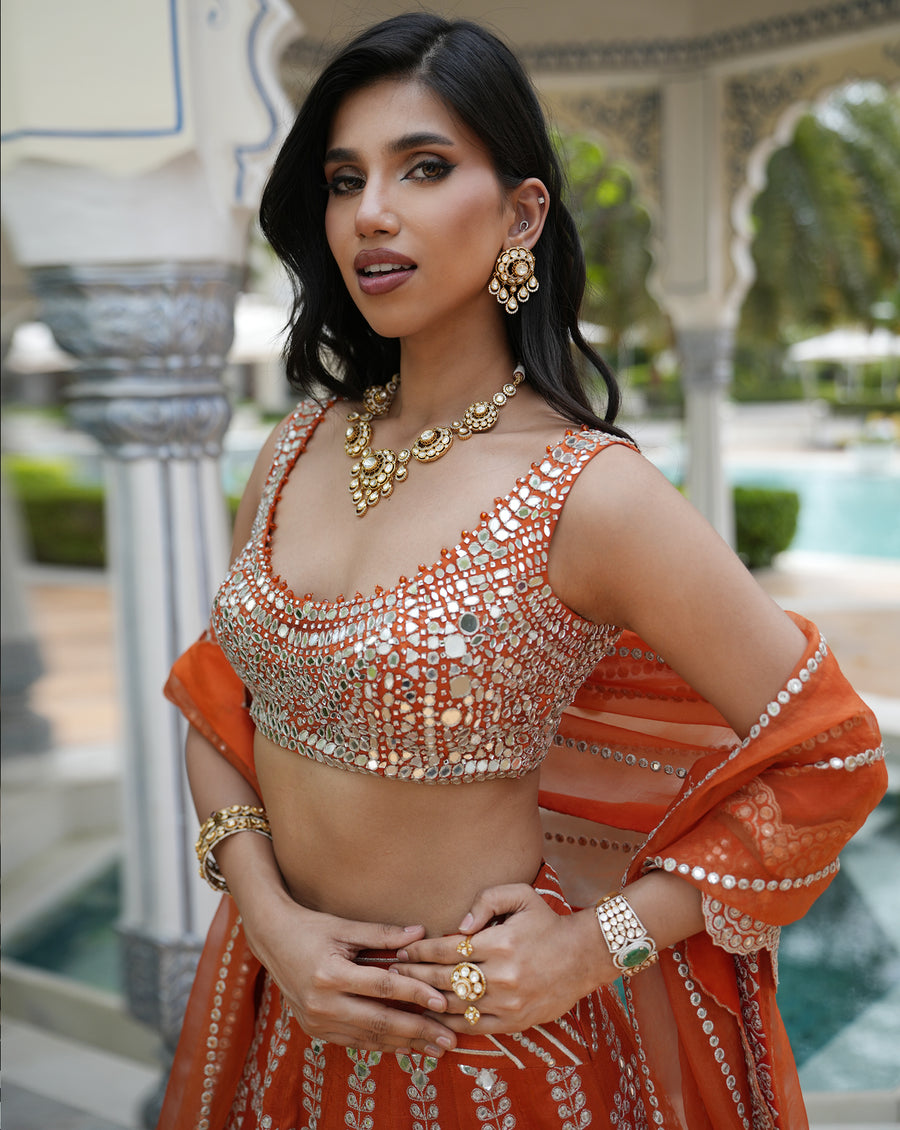 Ainna Rust Mirror Lehenga