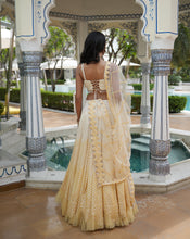 Load image into Gallery viewer, Ainna Ombre Yellow Mirror Lehenga
