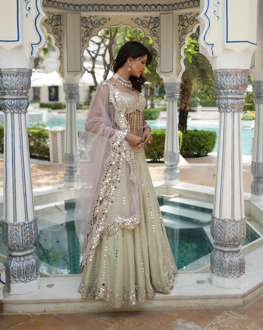 Ainna Mint Mirror Lehenga Set