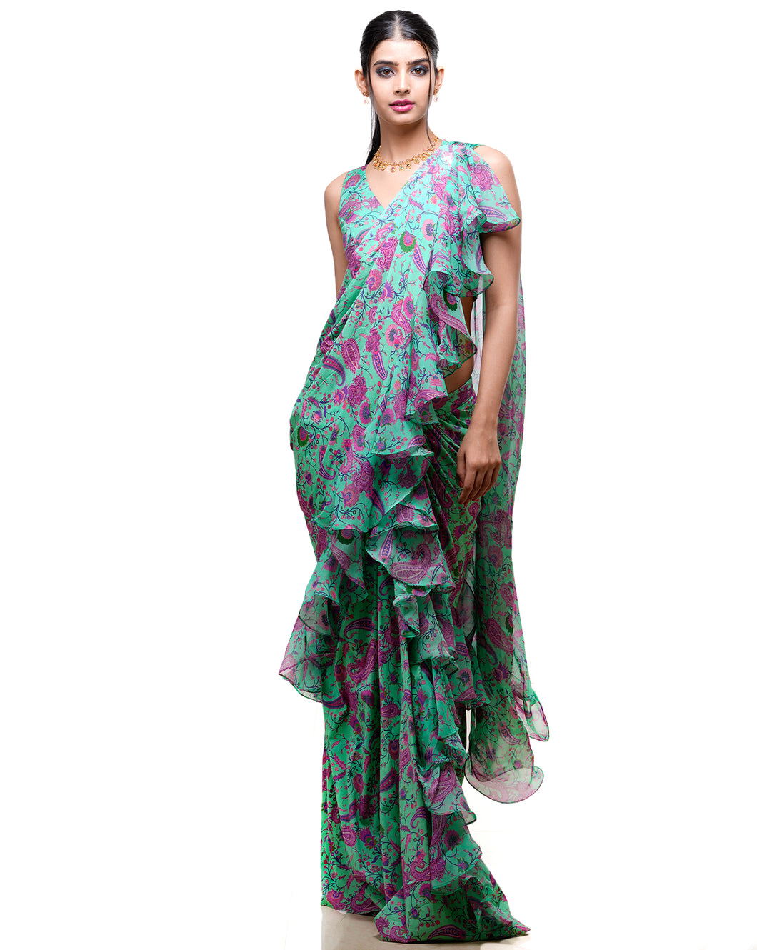 The Green Paisley Sari