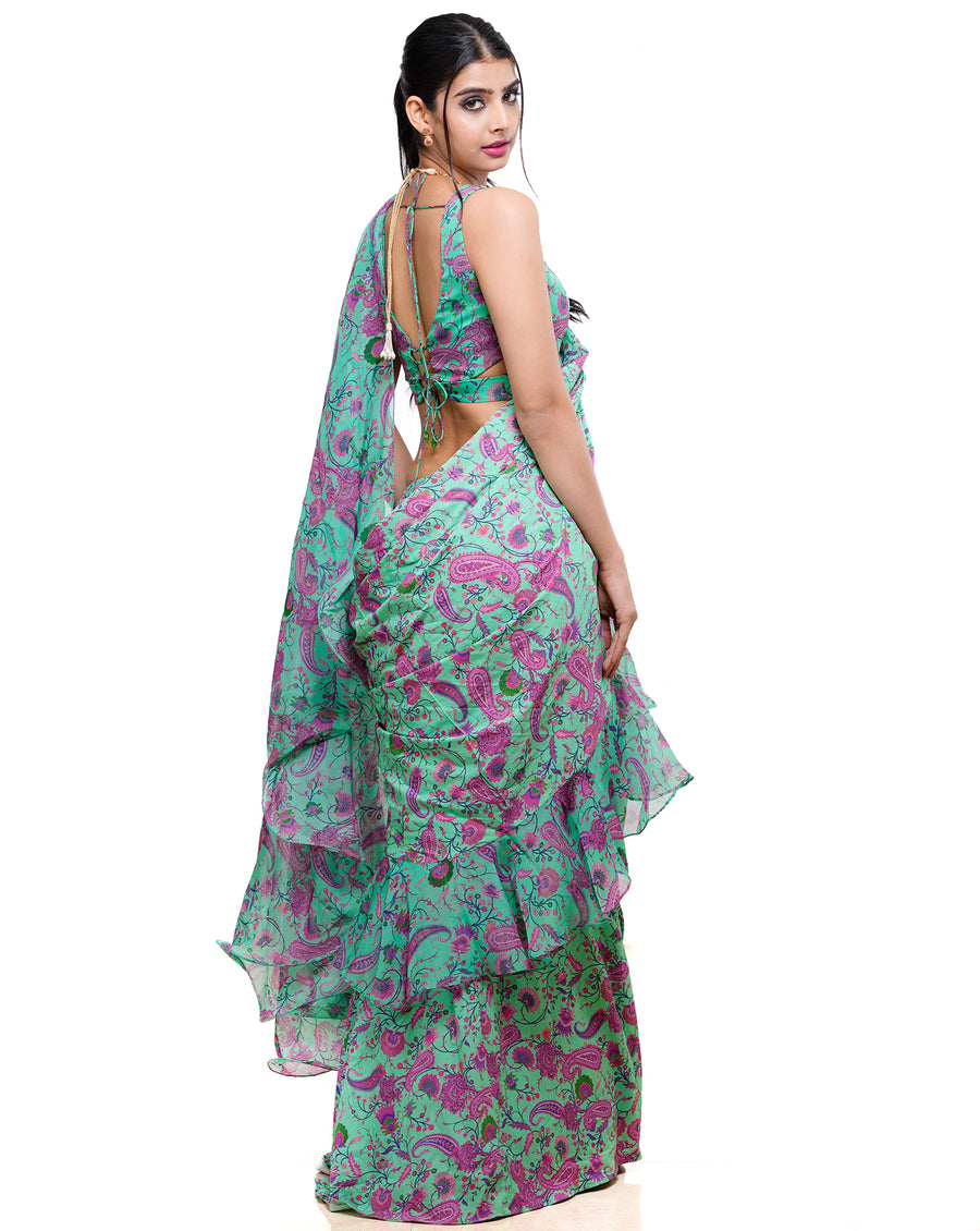 The Green Paisley Sari