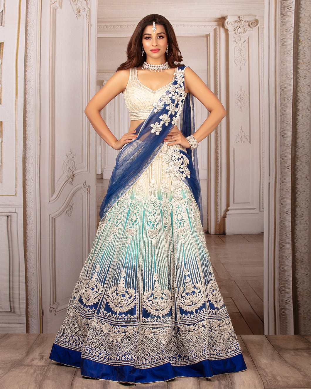 The Blue Ombre Lehenga - Archana Kochhar India