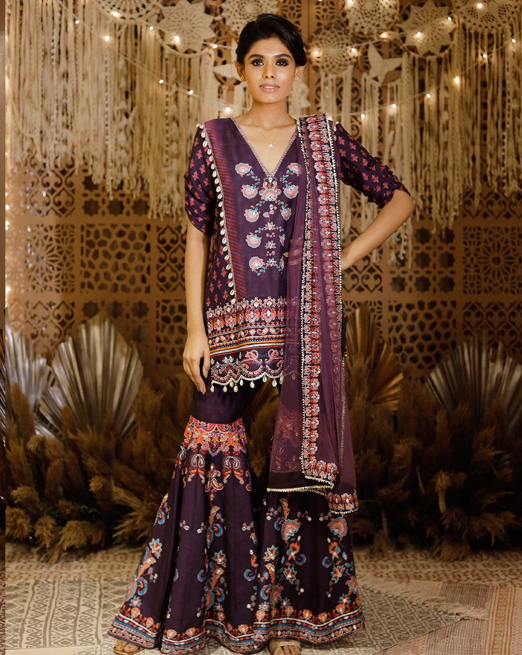 The Purple Sharara Set