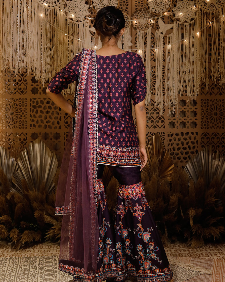 The Purple Sharara Set