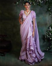 Load image into Gallery viewer, The Lilac Ruffle Sari
