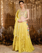 Load image into Gallery viewer, The Yellow frill Lehenga
