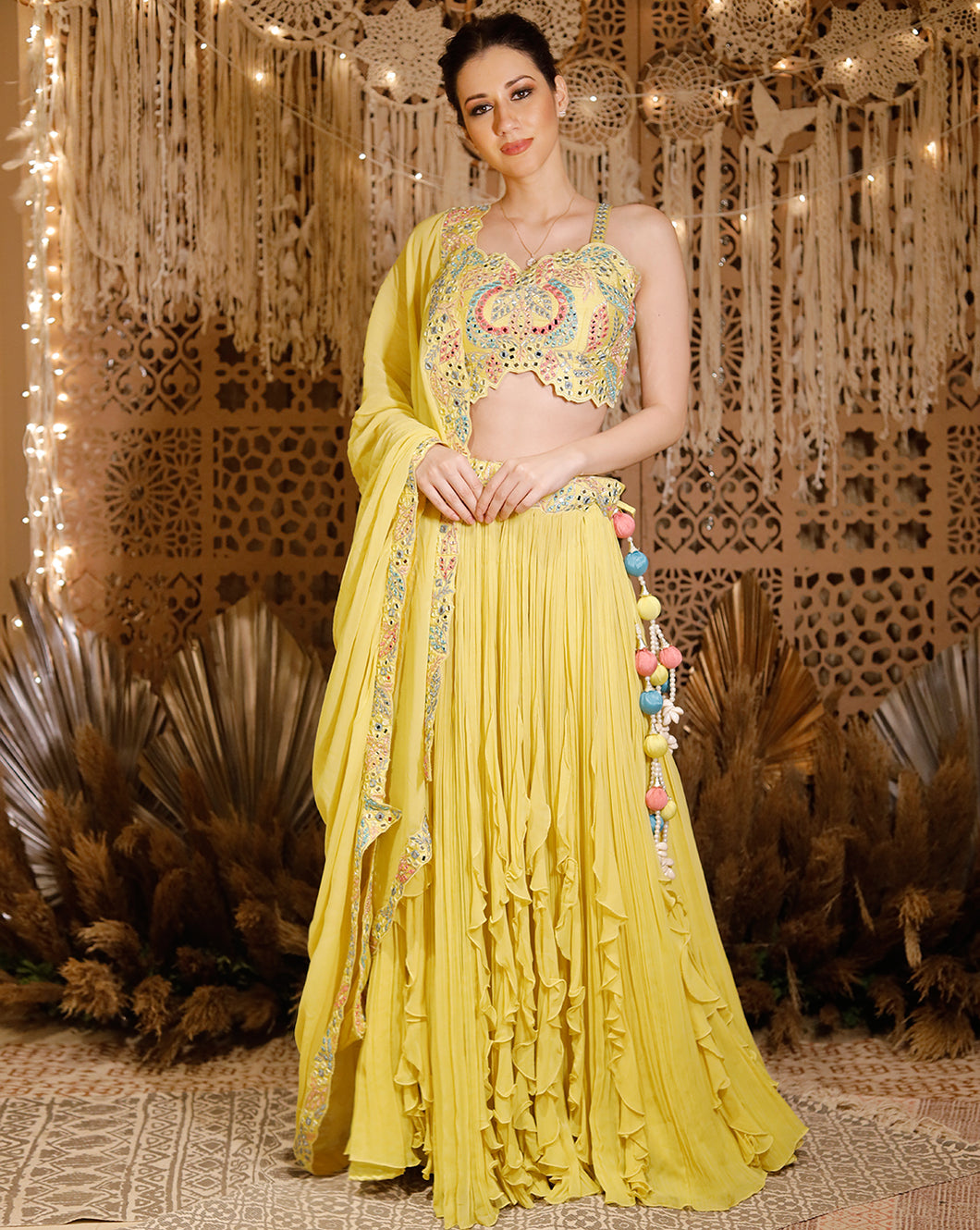 The Yellow frill Lehenga