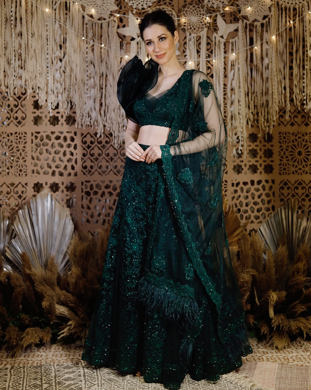 The embroidered green lehenga