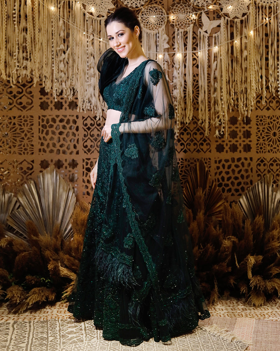 The embroidered green lehenga